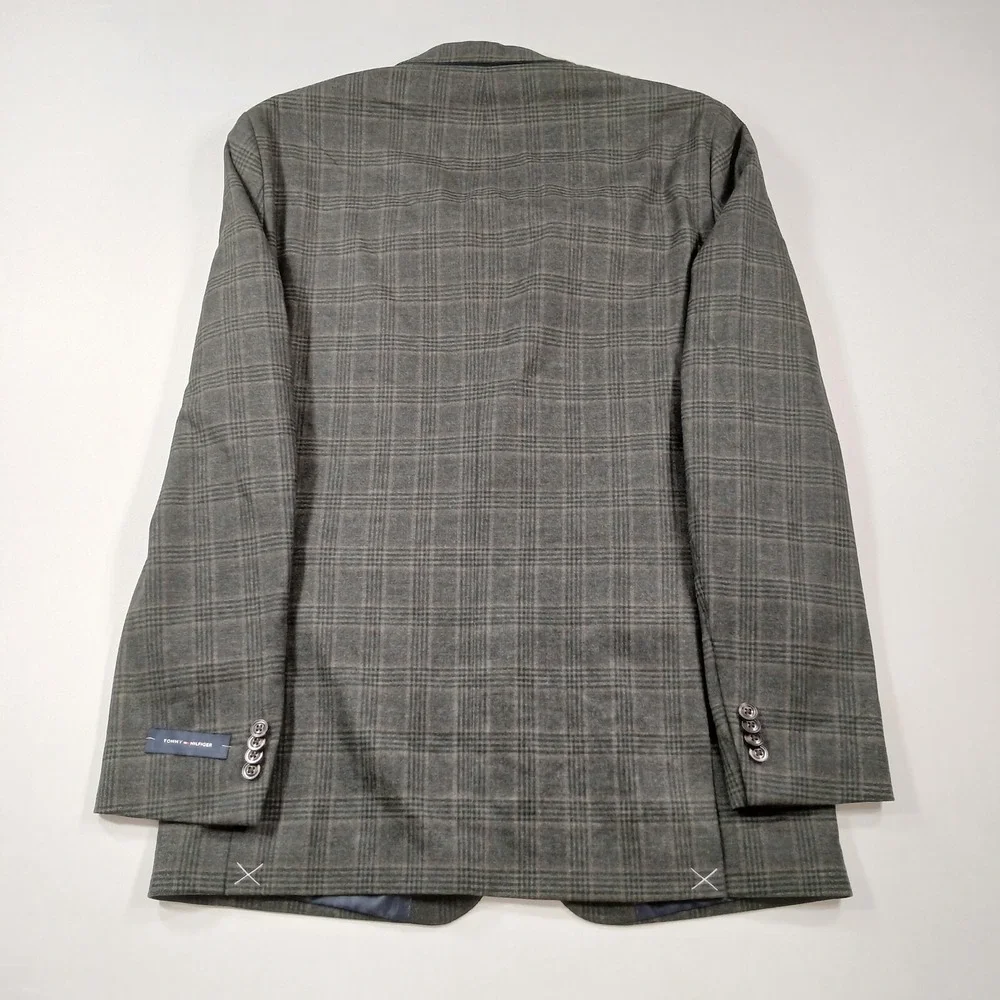 Tommy Hilfiger Pattern Sport Coat Mens 40L Olive Brown Plaid Modern-Fit $295 NEW